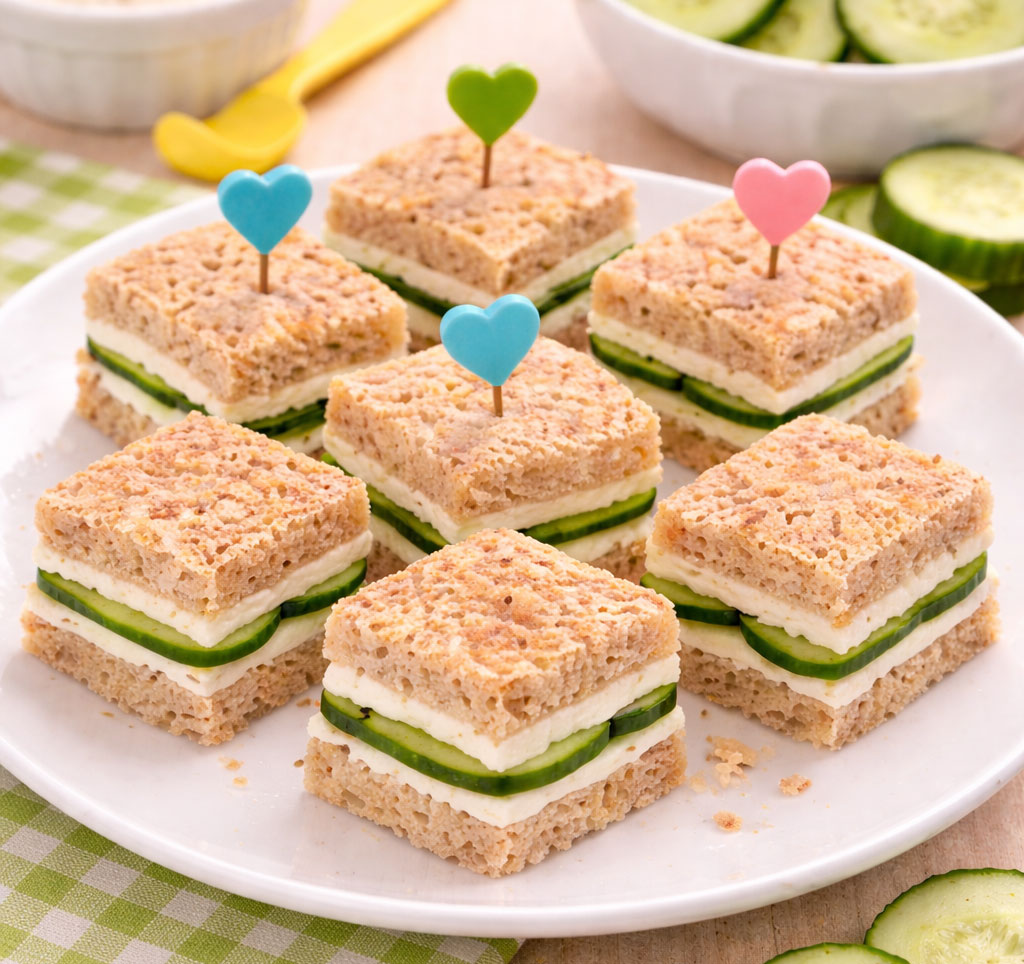 Mini cucumber cream cheese sandwiches