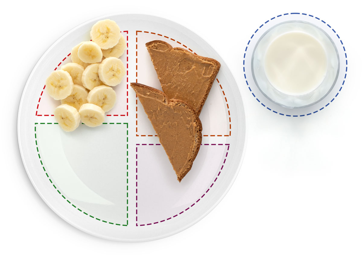 Tostada integral con mantequilla de maní y bananas