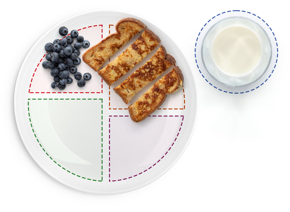 Tostada francesa de banana con moras azules