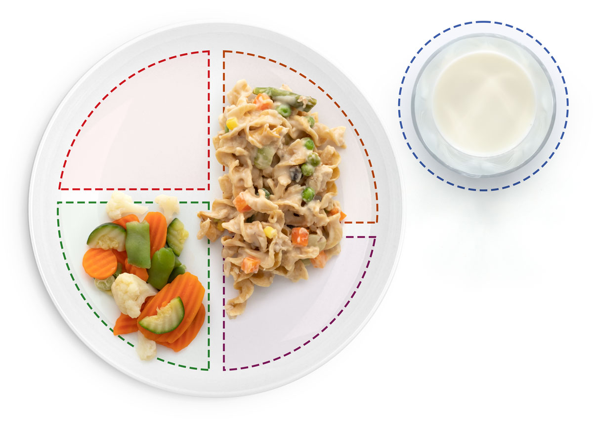 Estofado de pollo o atún, y vegetales variados